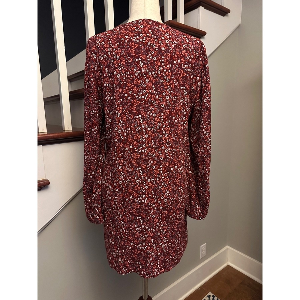 Reformation Helena Cotswold Floral Mini Dress 3/4 Sleeve V-Neck Size M Boho Chic - Picture 3 of 13